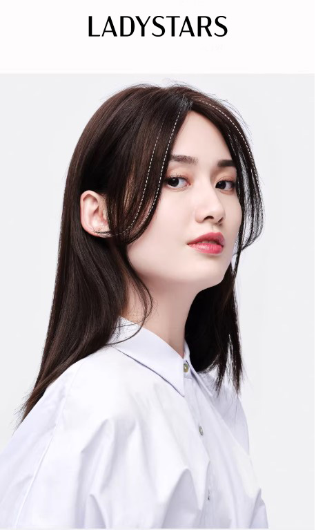 Tóc giả mái phủ hói LADYSTARS hai mai trẻ trung thời trang bằng tóc thật