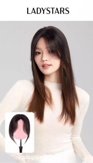 Tóc mái phủ đỉnh LADYSTARS hai mai rẽ ngôi giữa bằng tóc thật