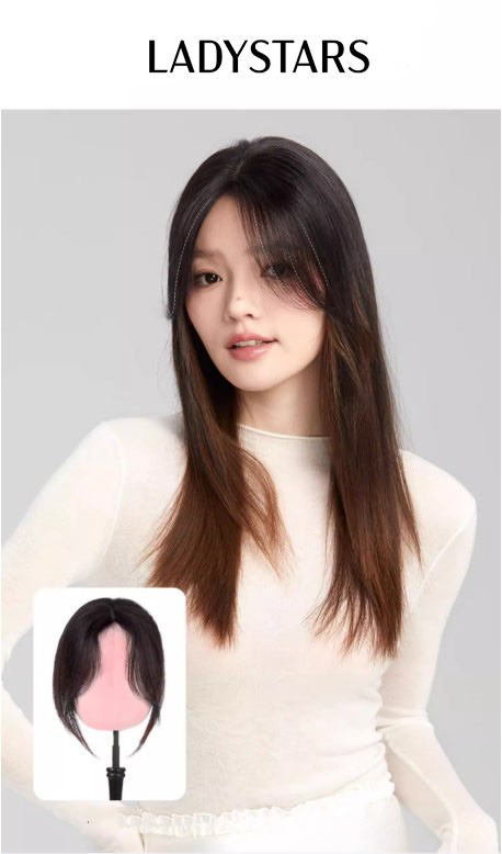 Tóc mái phủ đỉnh LADYSTARS hai mai rẽ ngôi giữa bằng tóc thật