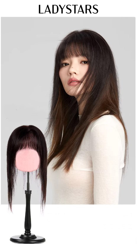 Tóc giả mái phủ hói LADYSTARS size 12x13.5cm móc tay thủ công mono bằng tóc thật