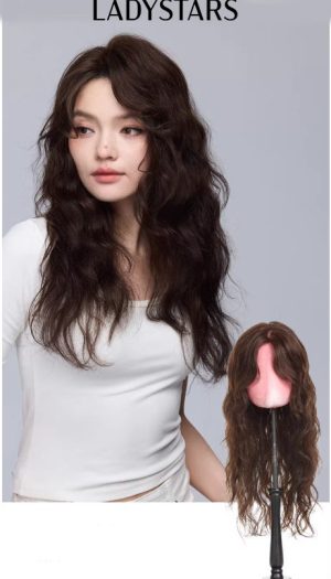 Tóc giả nguyên đầu LADYSTARS mái pháp dài xoăn lọn bồng bềnh tự nhiên siêu da đầu