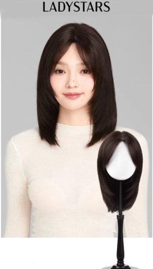 Tóc giả nữ nguyên đầu LADYSTARS  cụp layer dài đến xương quai xanh ngôi lệch có da đầu