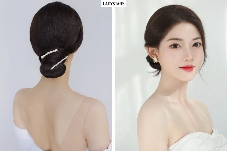 Kiểu tóc búi thấp sang trọng cho tuổi 45