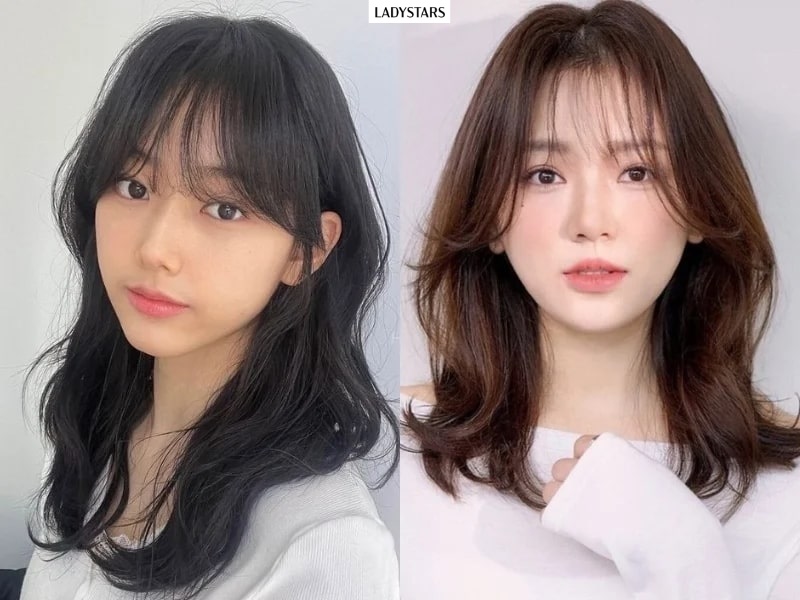 Kiểu tóc dài suôn mượt kèm mái thưa