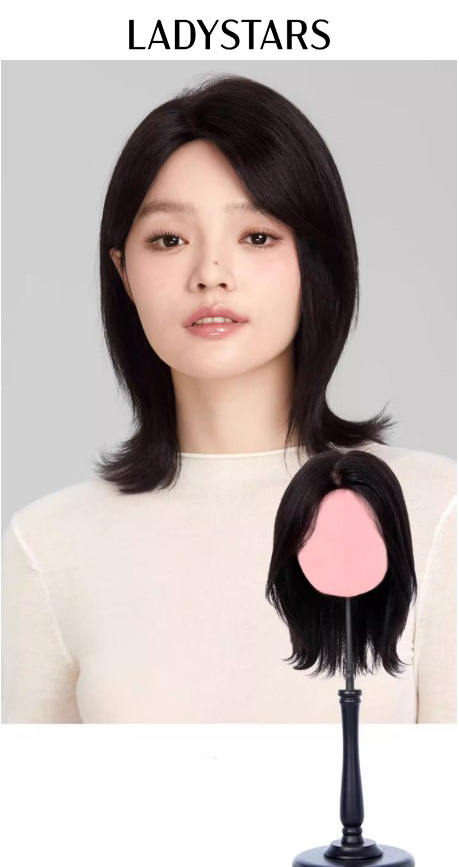 Tóc giả nữ nguyên đầu LADYSTARS dài đến xương quai xanh xoăn vểnh bằng tóc thật có da đầu