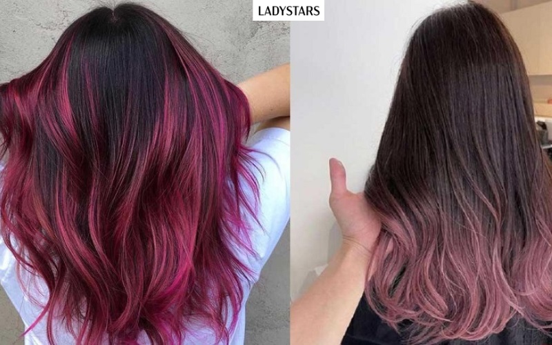 Tóc màu nâu đỏ highlight 