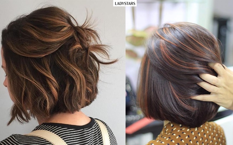 Tóc ngắn nhuộm highlight đi tiệc 