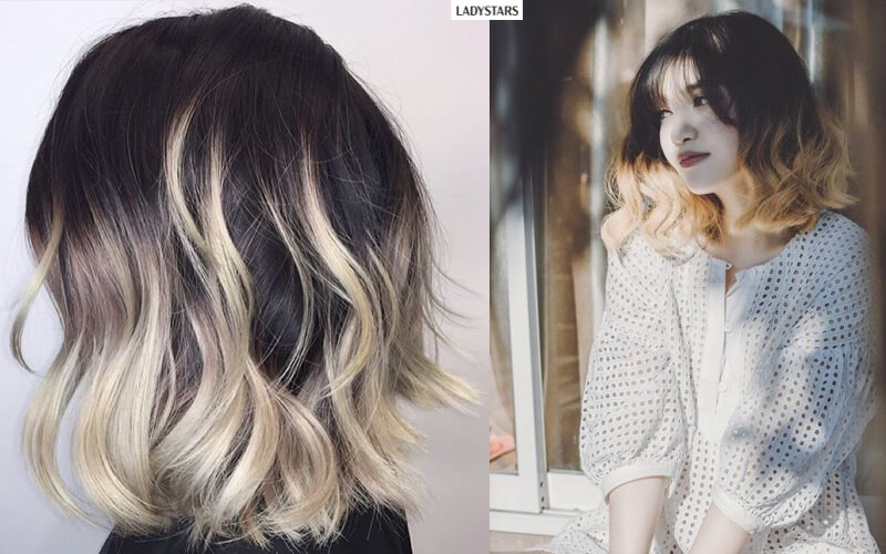 Tóc ngắn nhuộm ombre đi tiệc