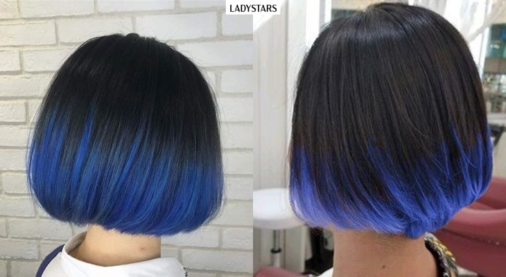 Tóc ngắn Ombre màu xanh dương