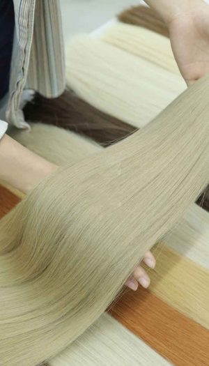Tóc nối bó màu vàng be khói sáng
