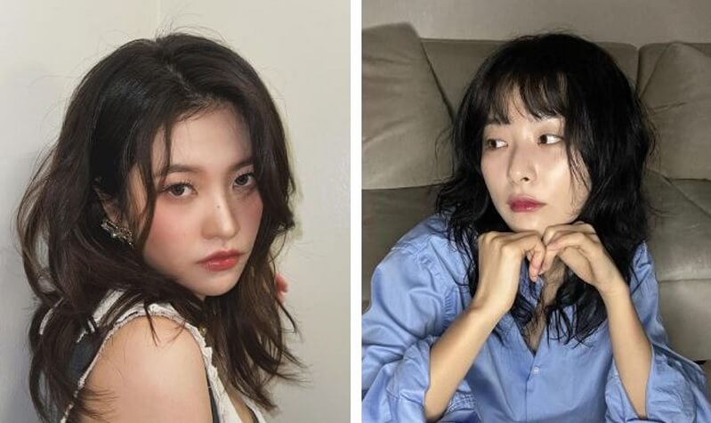 Tóc ngang vai uốn xoăn messy