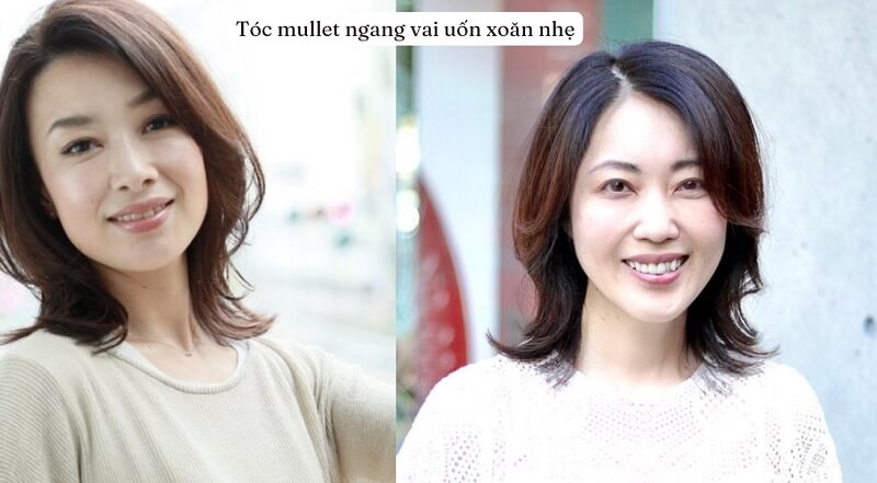 Tóc mullet ngang vai uốn xoăn nhẹ