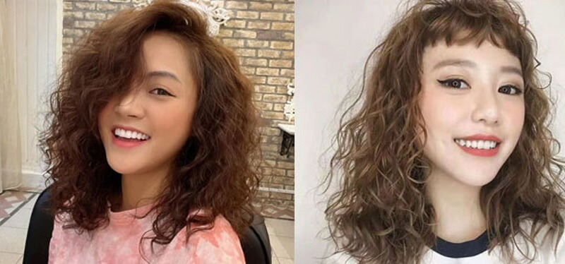 Tóc xù ngang vai dễ thương