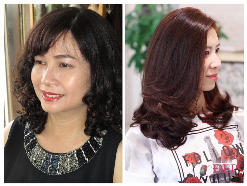 Tóc uốn ngang vai trung niên