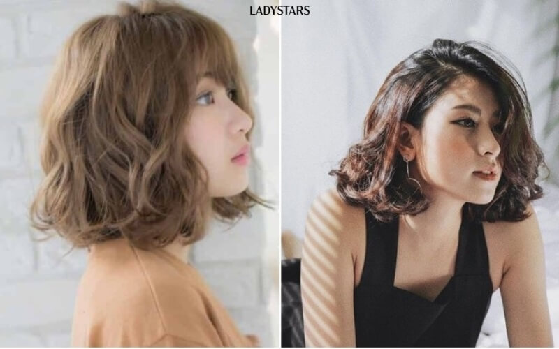 Tóc ngắn xoăn lọn nhỏ mái dài