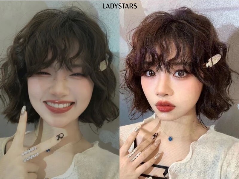 Tóc xoăn lơi tóc lỡ mái ngố