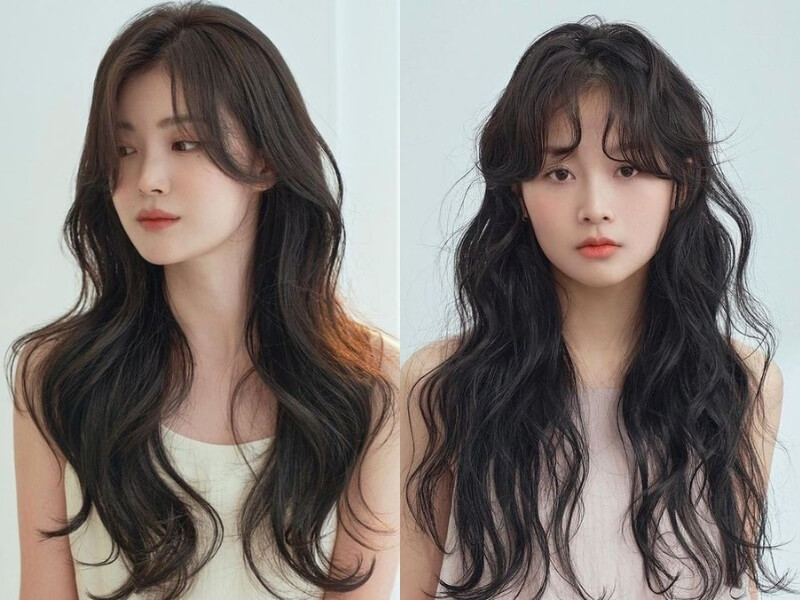 Kiểu tóc sóng nước cho mặt vuông