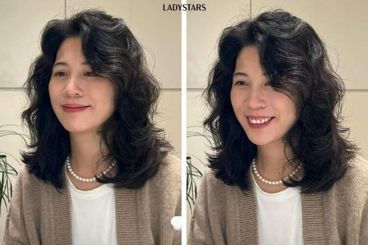 Tóc uốn xoăn mullet trung tuổi