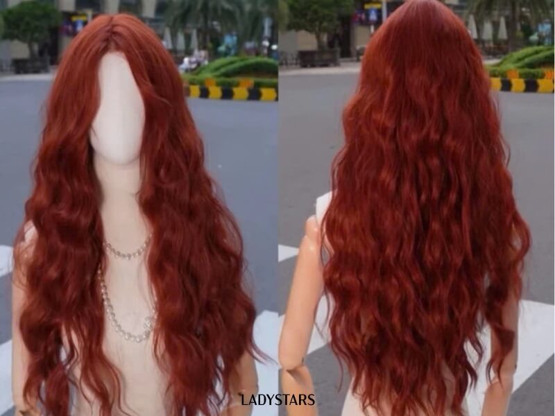 Tóc giả Cosplay xoăn hippie đỏ