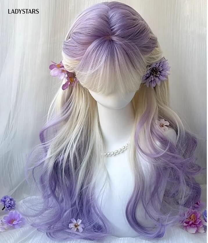 Tóc giả nữ Cosplay màu tím