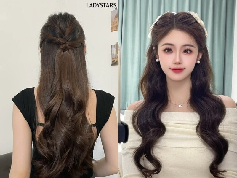 Tóc buộc nửa đầu sang trọng