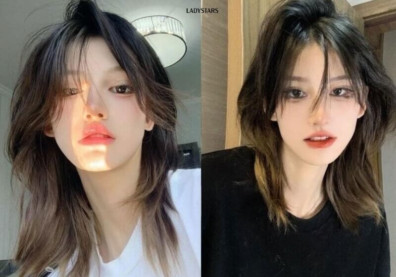 Tóc mái kiểu layer Mullet uốn gập