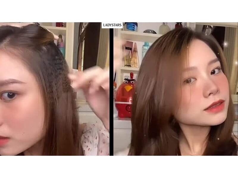 Cách làm tóc phồng bằng dập phồng từ bên trong