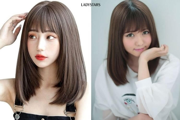 Tóc duỗi ngang vai mái ngố