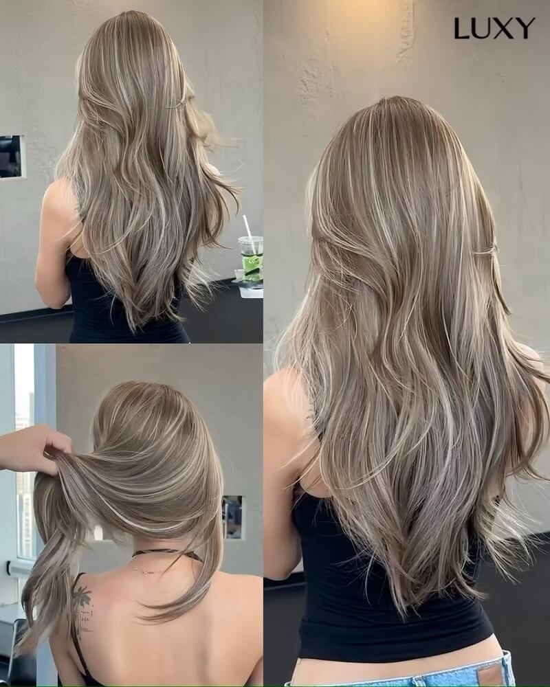 Tóc nâu tây ánh khói balayage