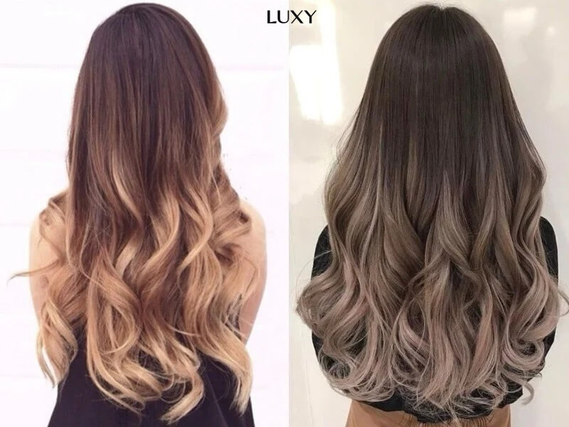 Tóc nâu tây ánh khói ombre