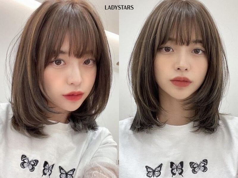 Kiểu tóc ngắn ngang vai duỗi phồng